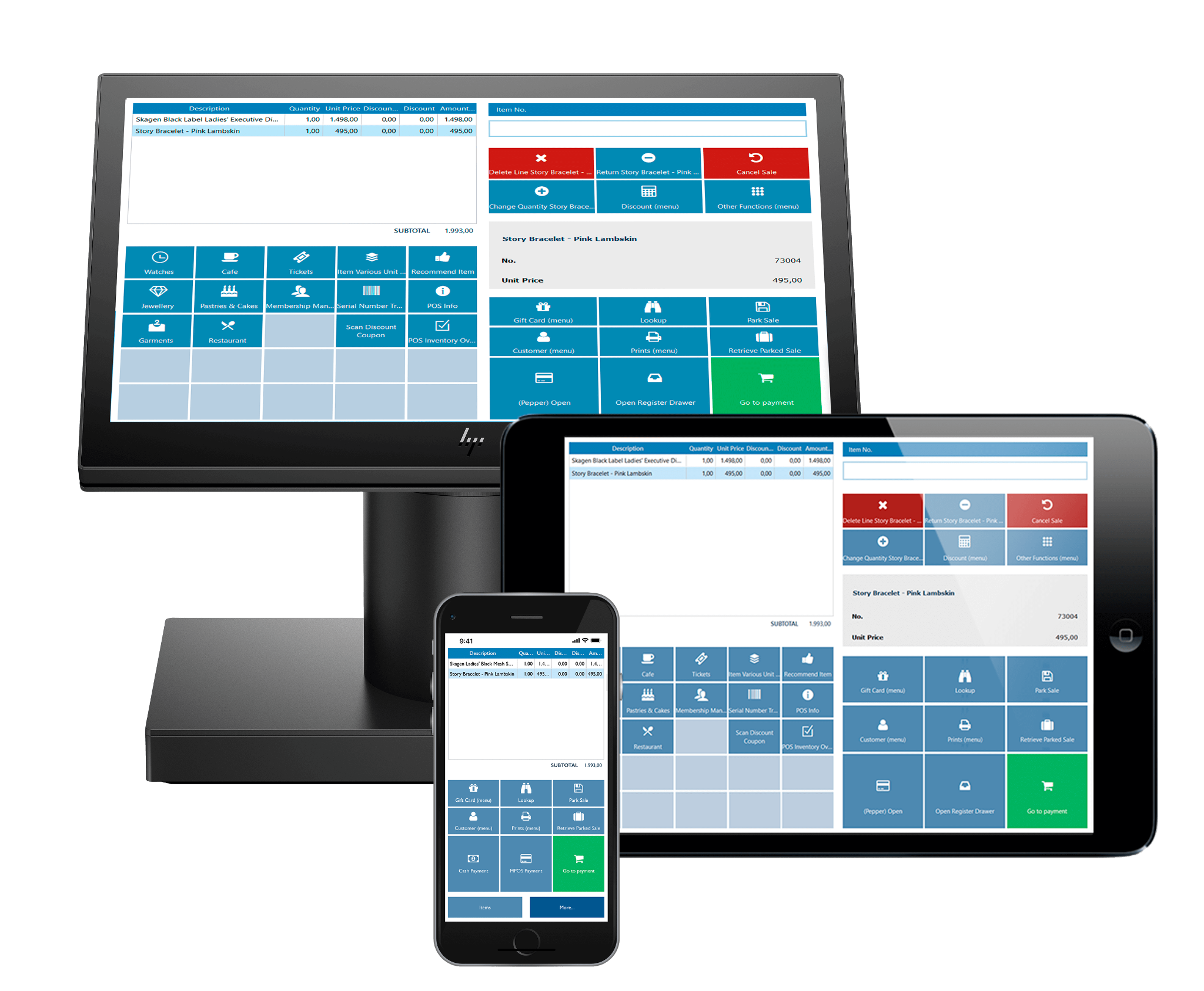 Voorbeeld dashboard en POS software